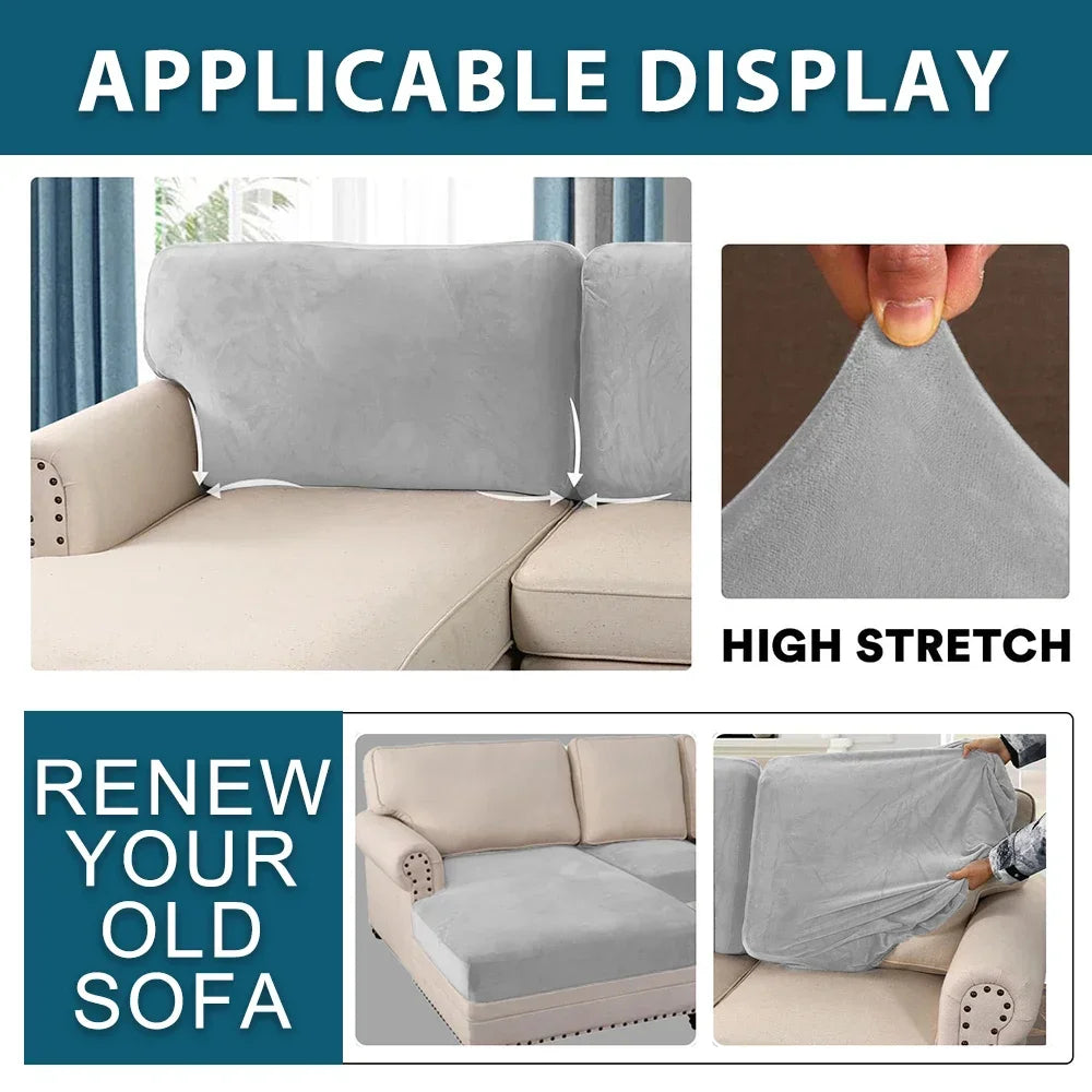 Sitsöverdrag för soffa i sammet – stretch