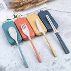 Bestickset för picknick – 4 delar med fodral