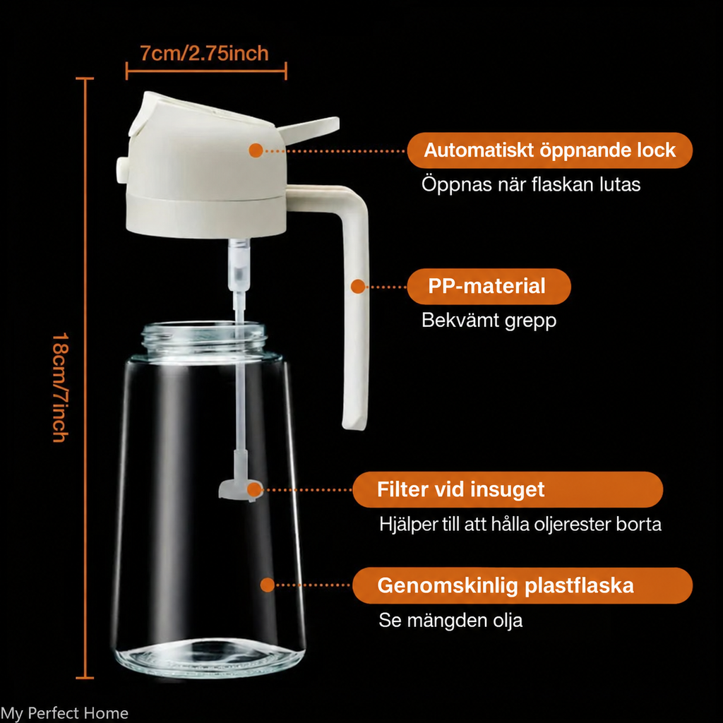 Oljesprayflaska 2-i-1 – spray och hällpip